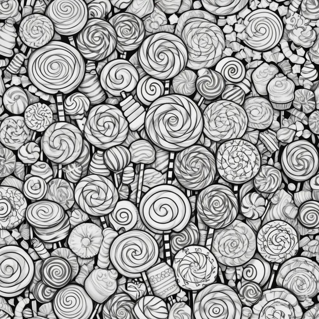 Candy coloring pages in black and white