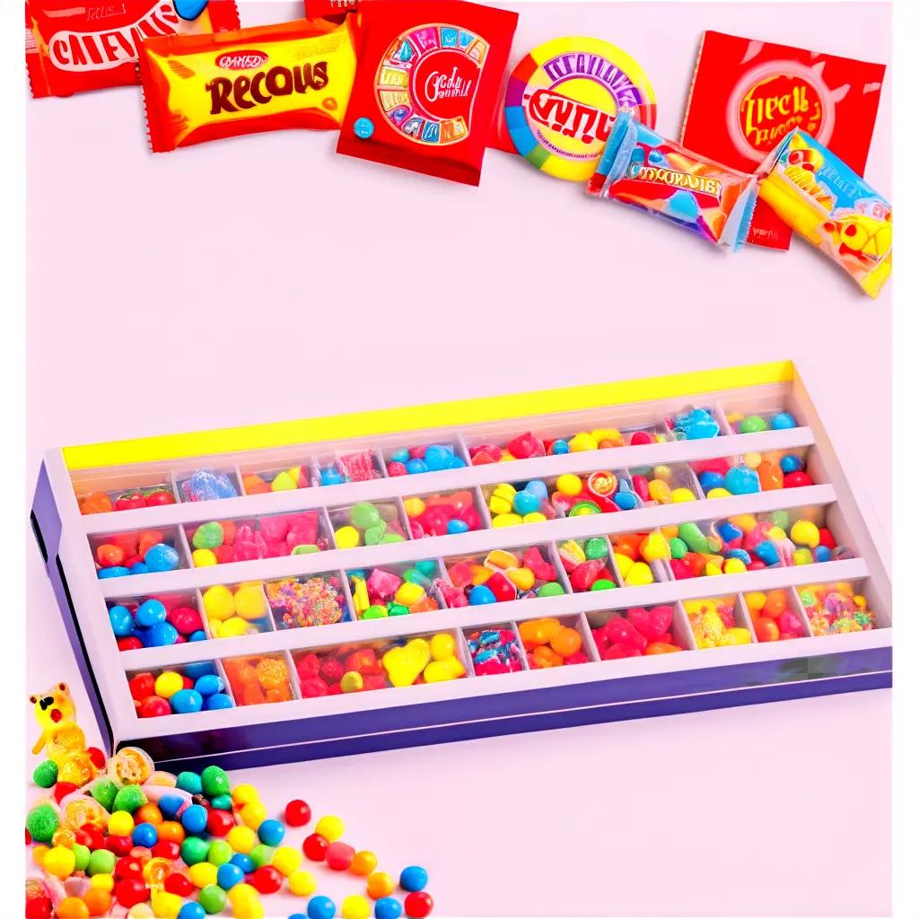 Candy packet with assorted candy and box