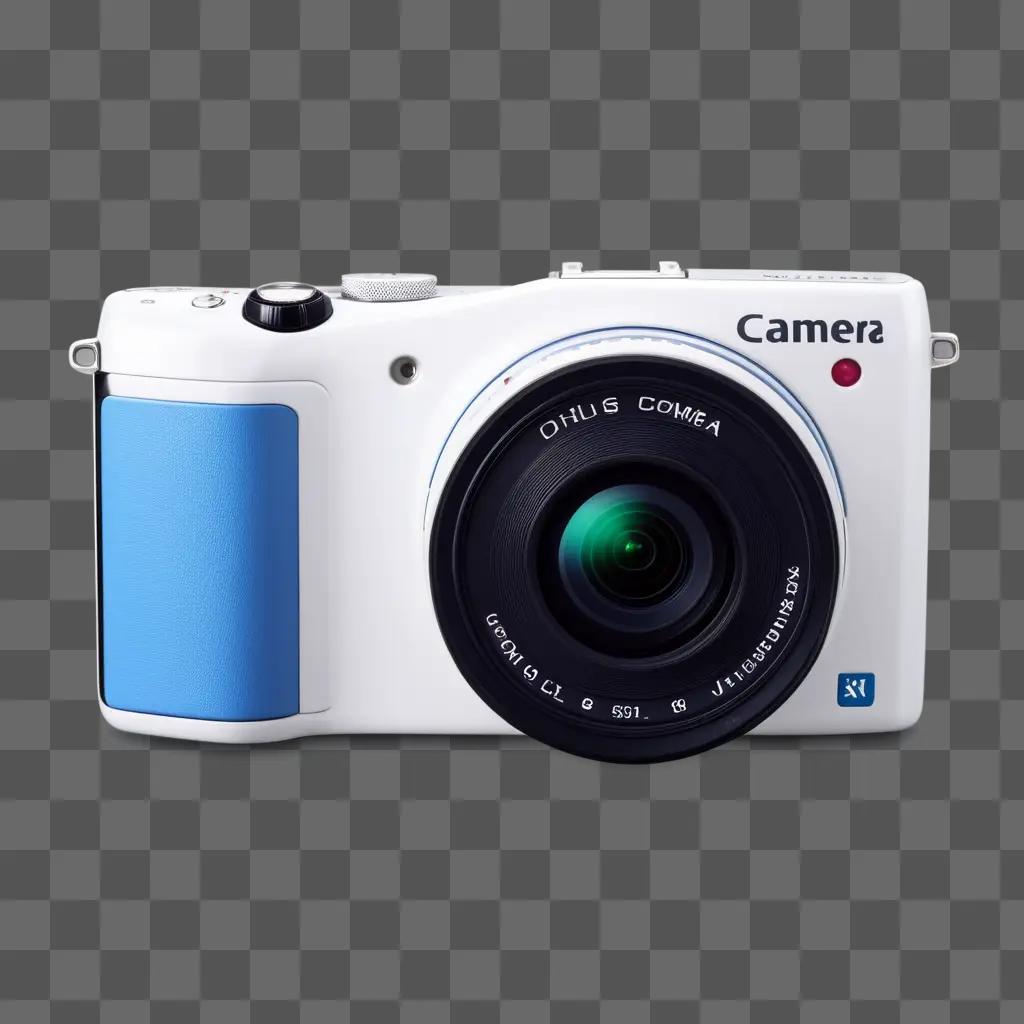 Canon digital camera with a white body and a blue lens