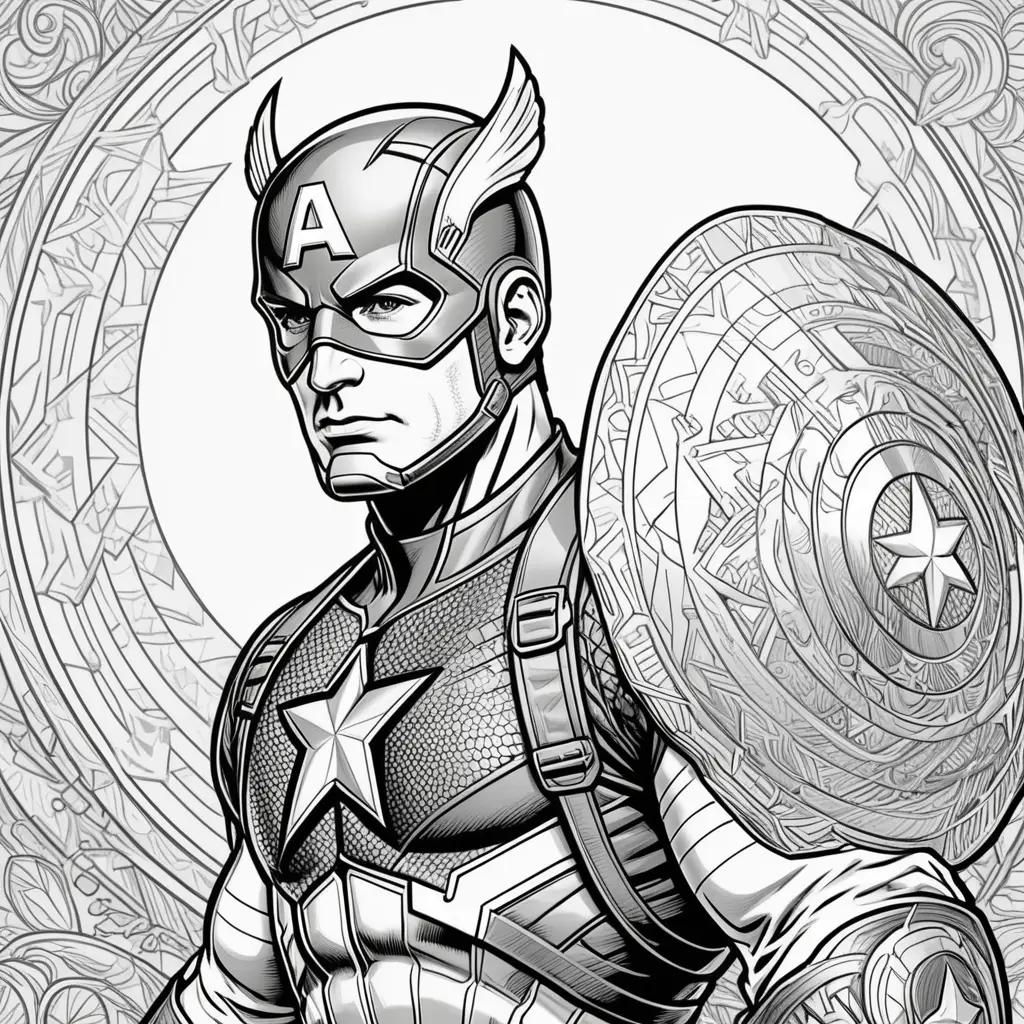 Captain America Coloring Page: A Hero in Black and White