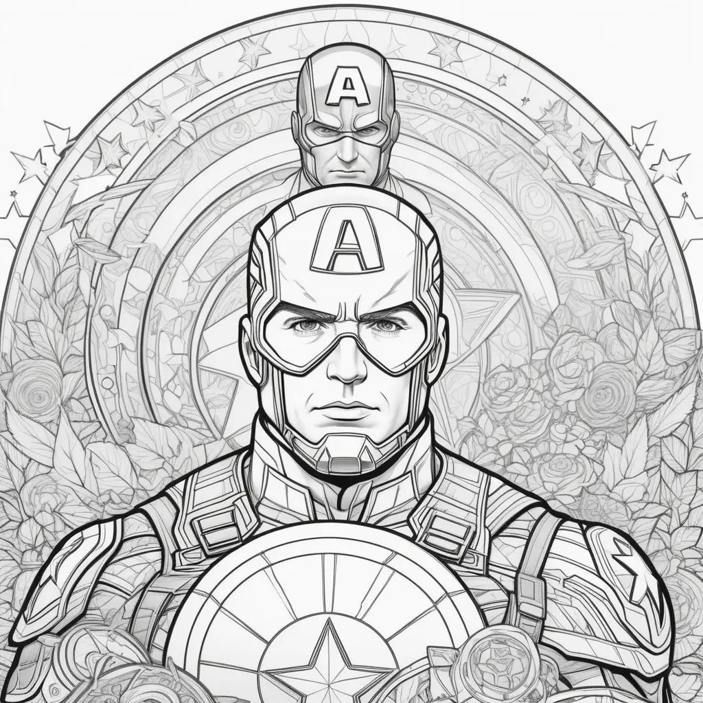 Captain America Coloring Page with Black and White