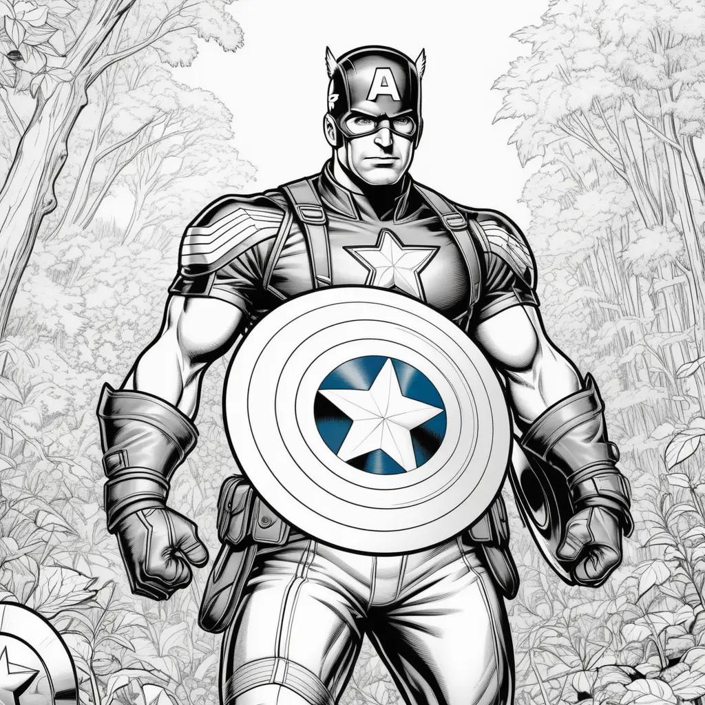 Captain America Coloring Pages in Black and White