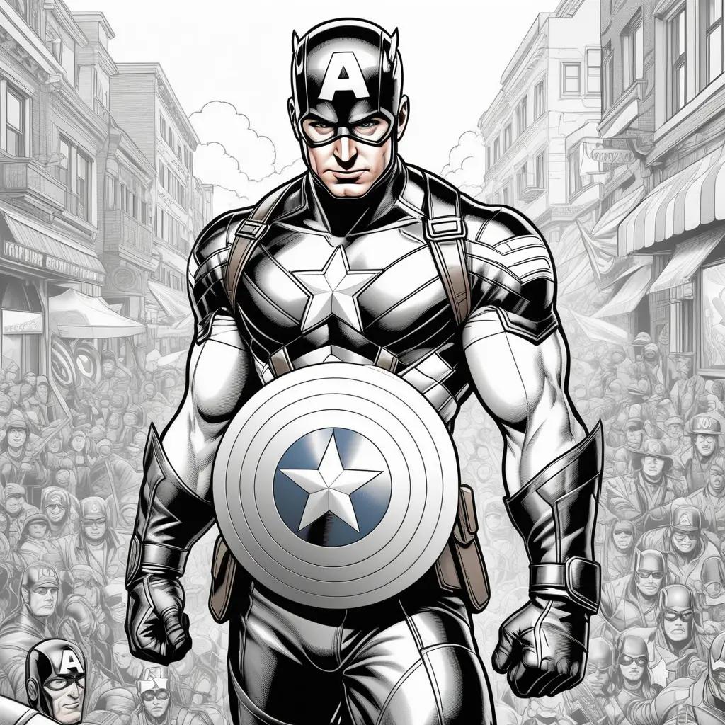 Captain America coloring pages in black and white