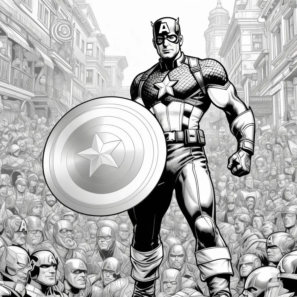 Captain America coloring pages in black and white