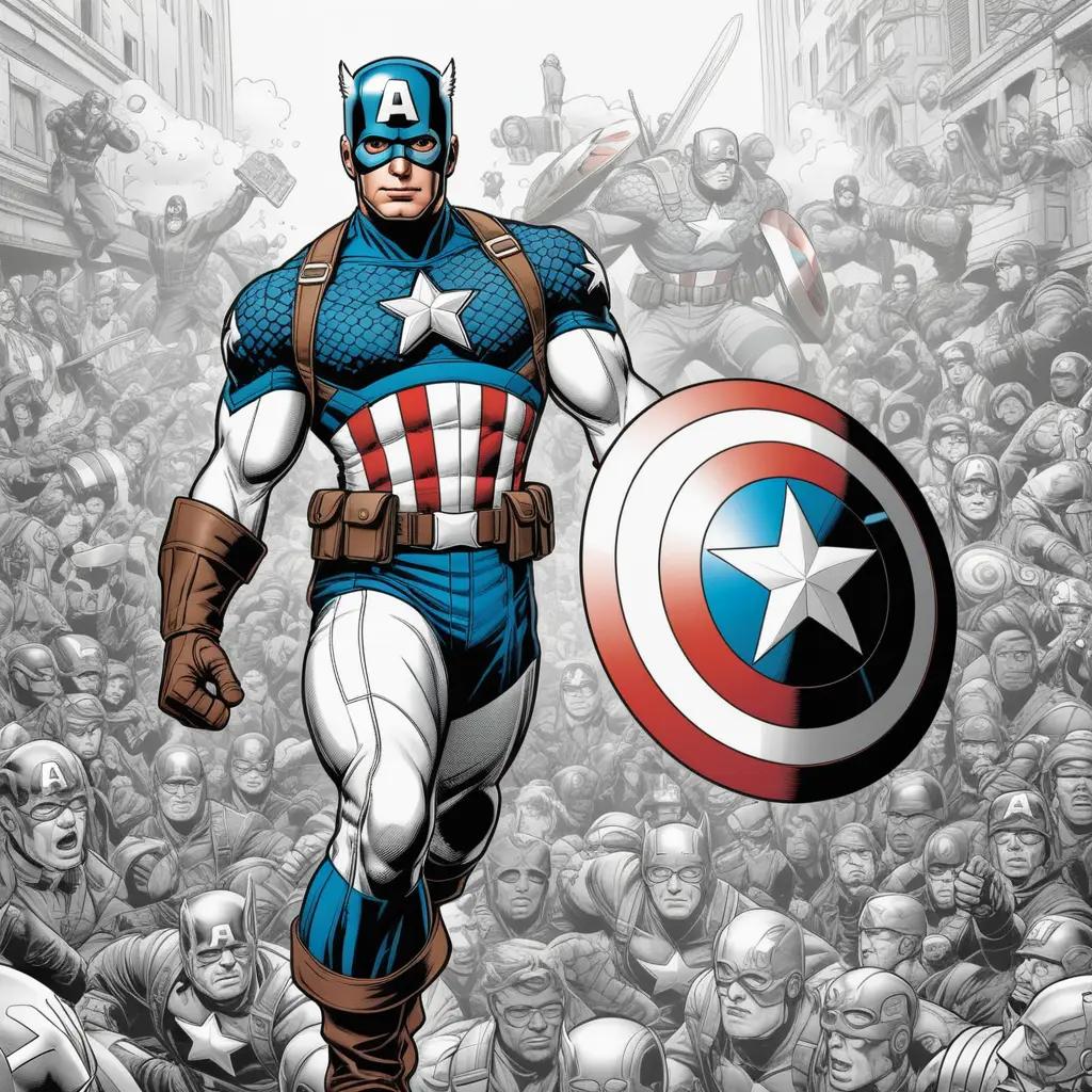 Captain America in a crowd of people