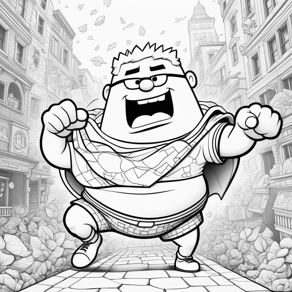 Captain Underpants Coloring Pages Show a Cartoon Man Running