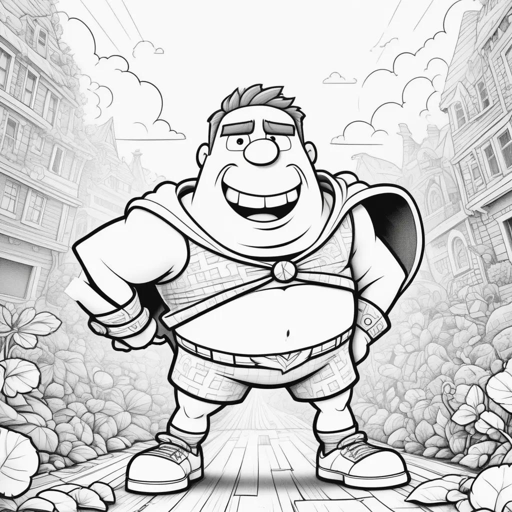 Captain Underpants coloring pages: cartoon, boy, cape, smiling