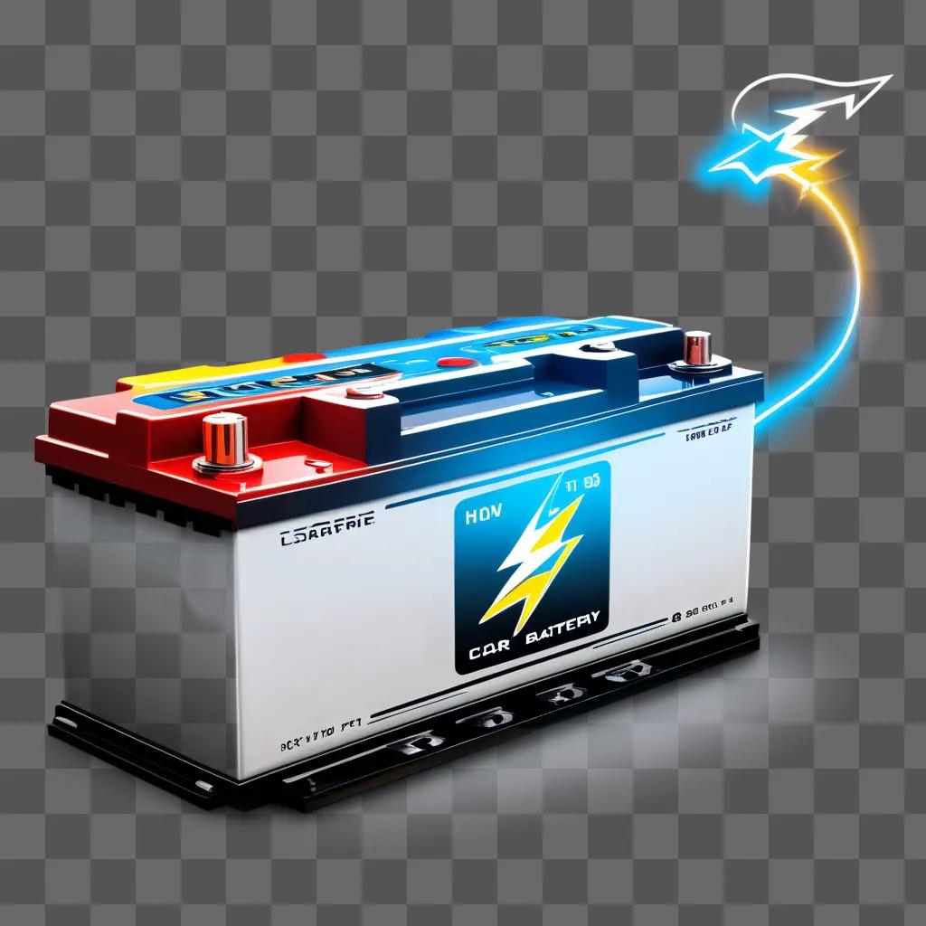 Car Battery with a Lightning bolt on it