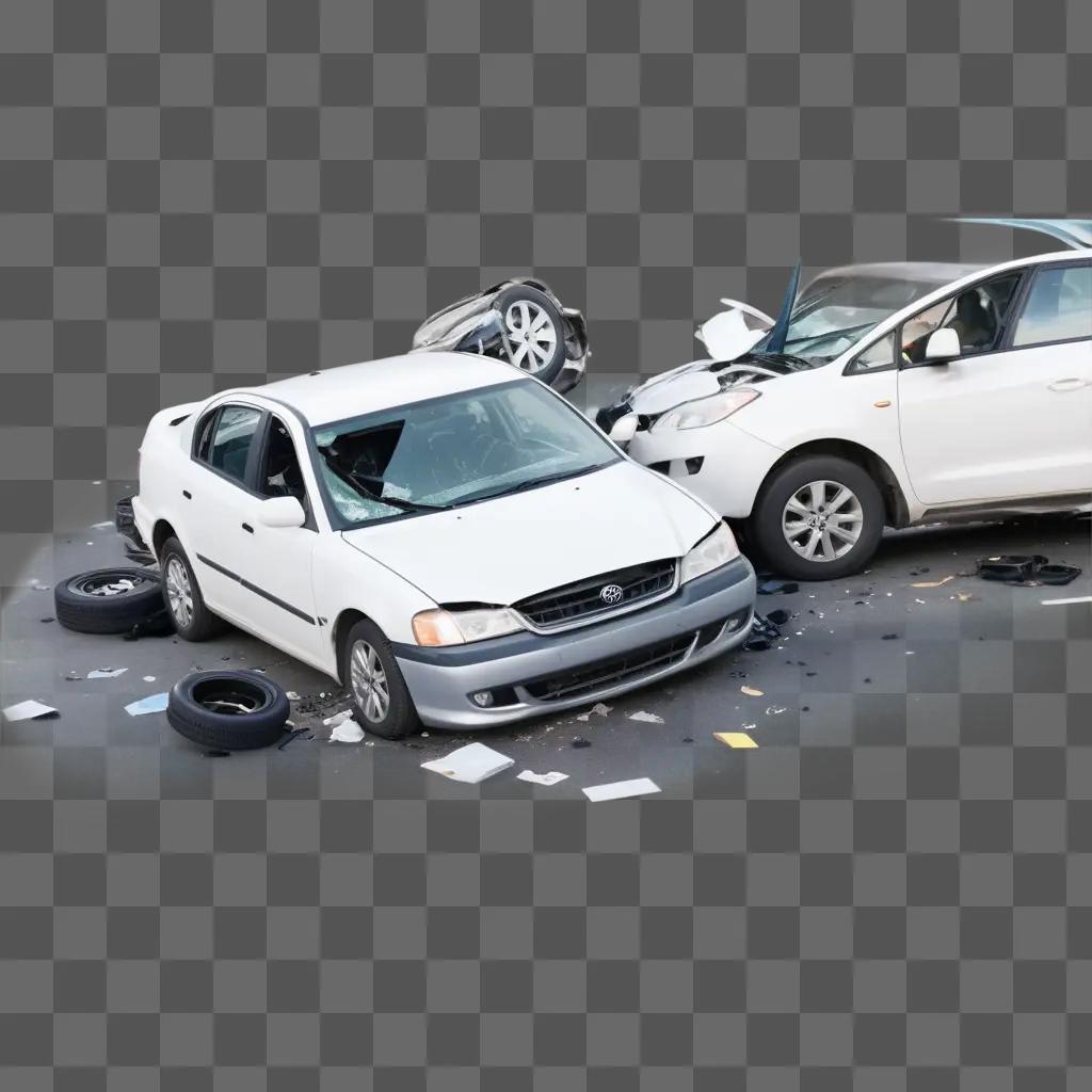 Car accident on the road with two cars