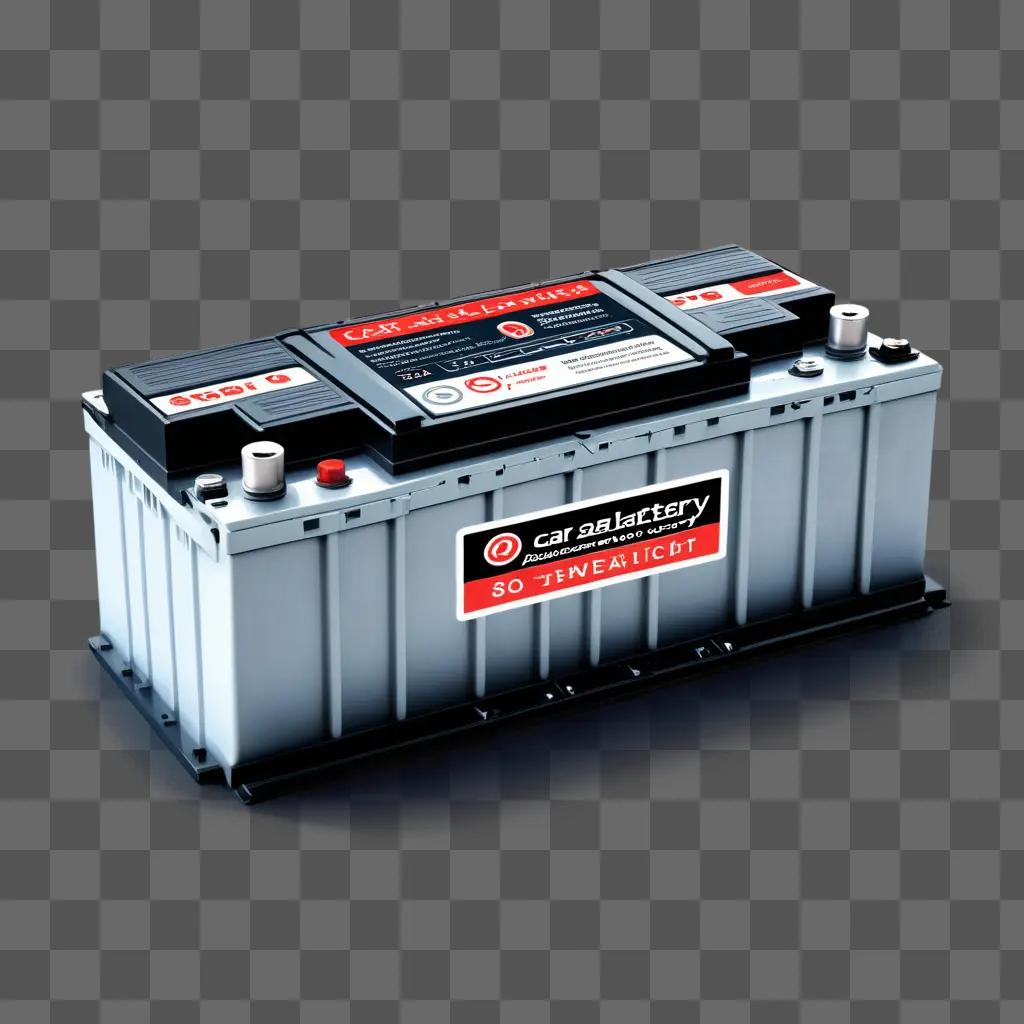 Car battery on black background with red logo