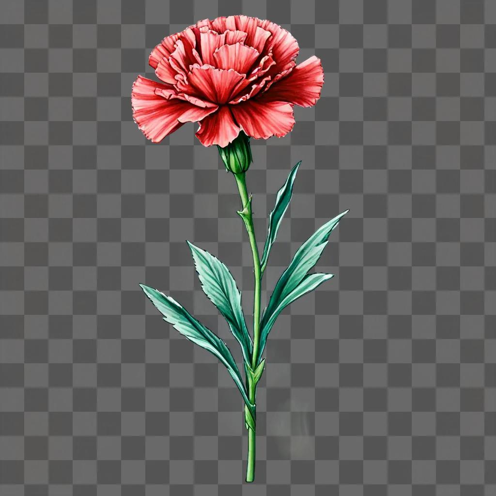 Carnation drawing on a beige background