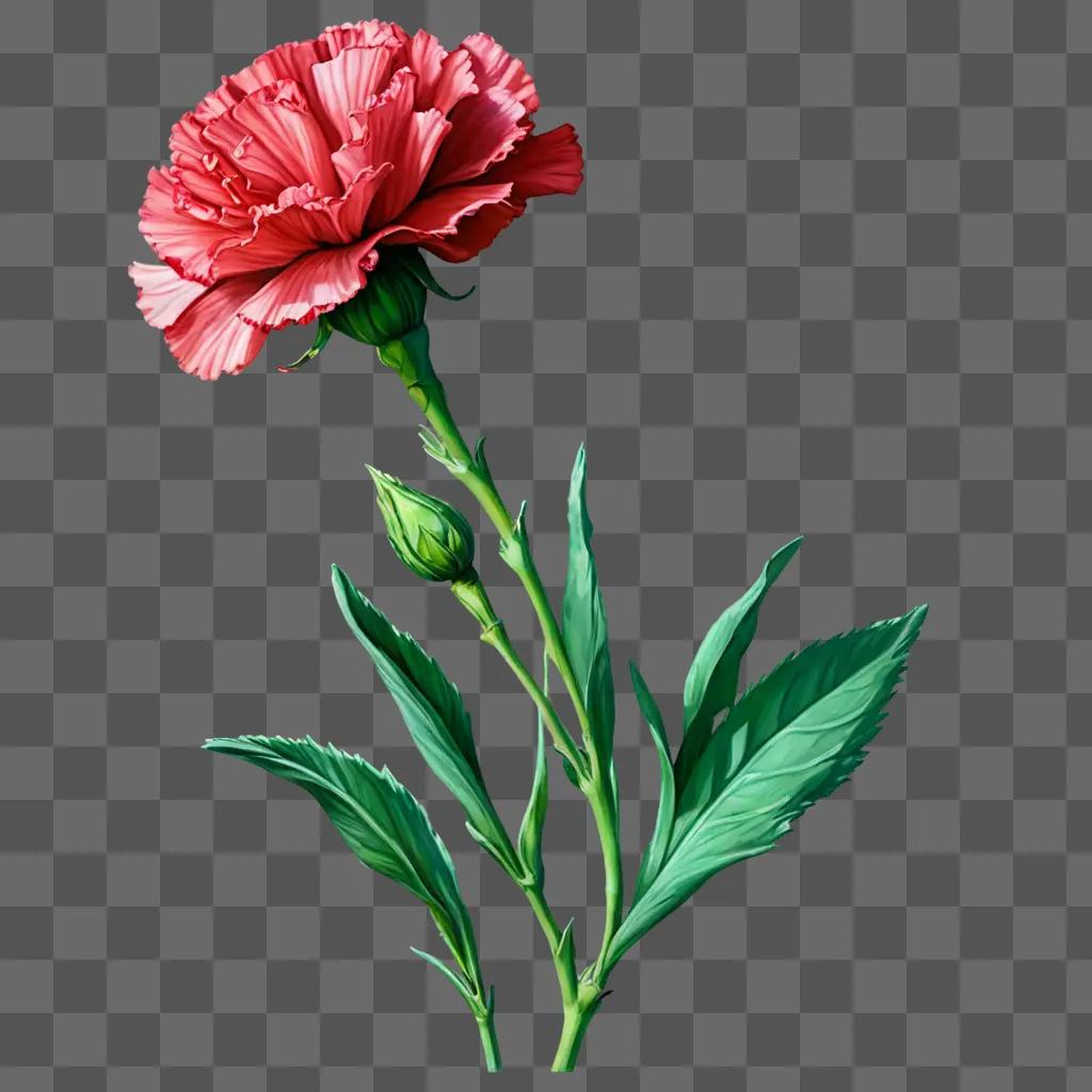 Carnation flower drawing in bright colors