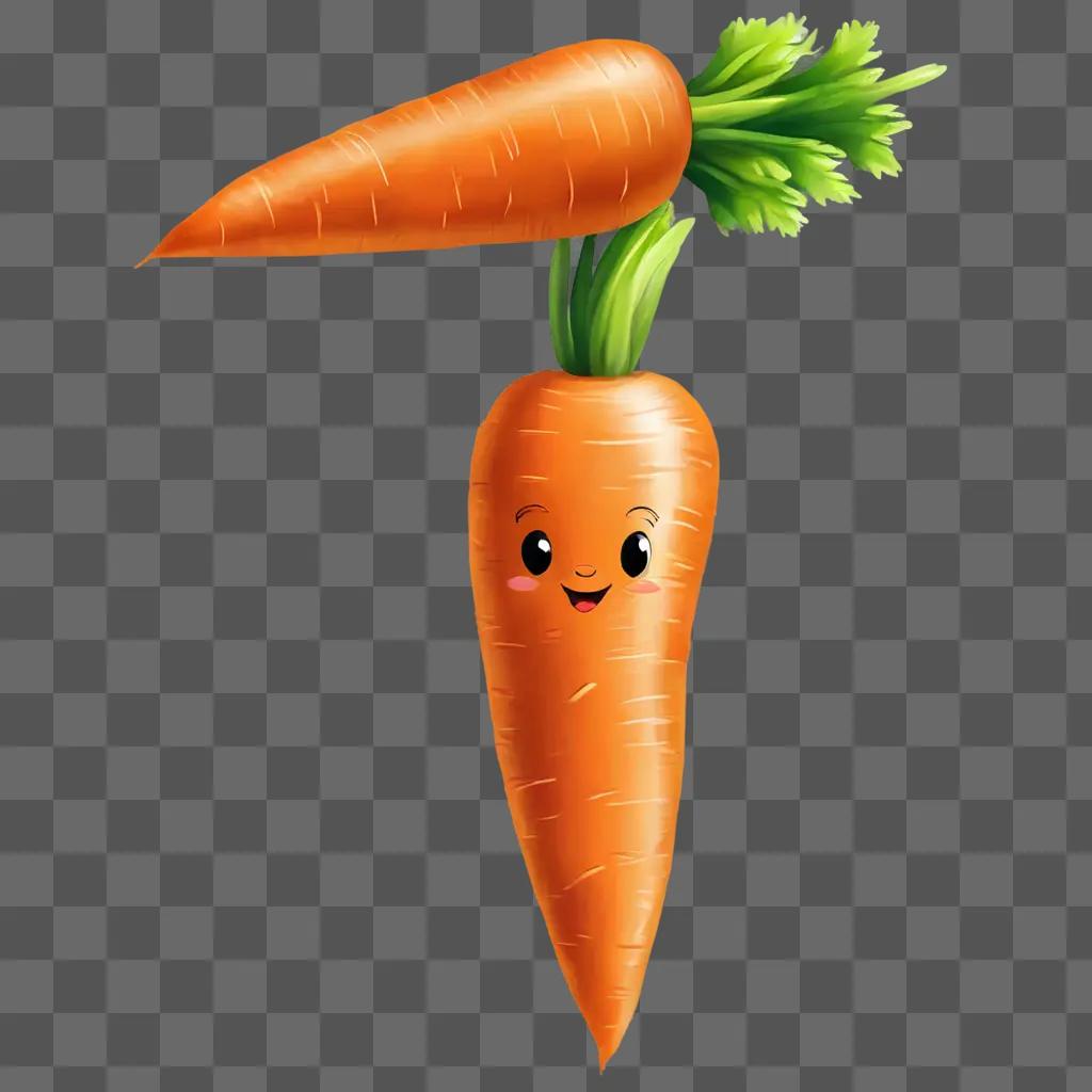 Carrot drawing for kids with smiling face