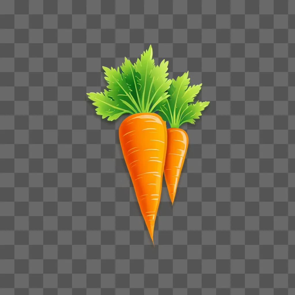 Carrot drawing on a green background