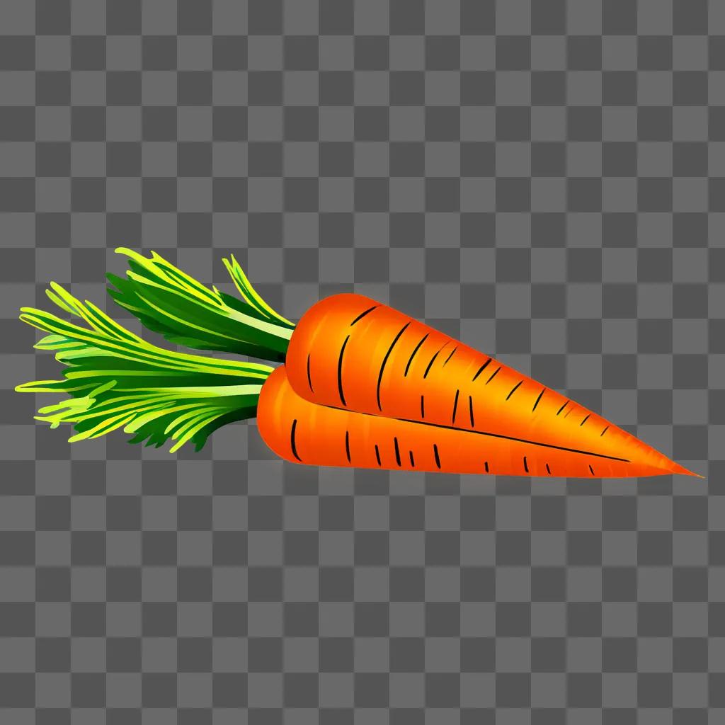 Carrot drawing side view on orange background