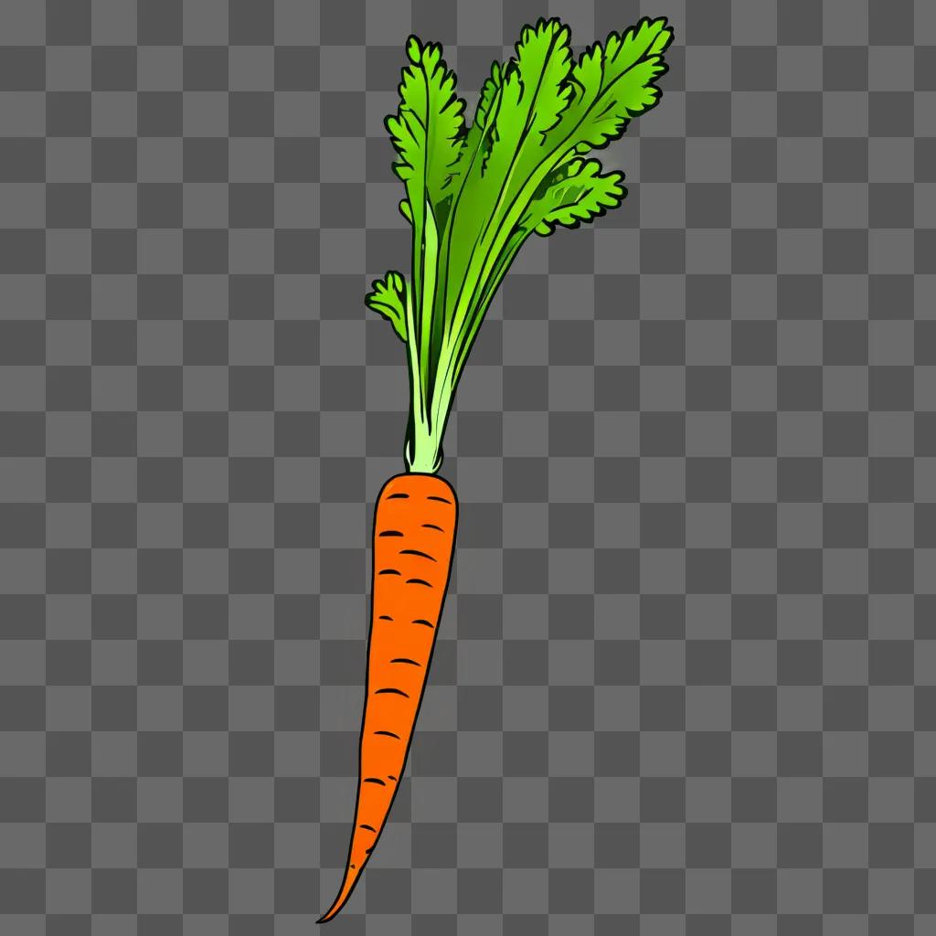 Carrot drawing with green background