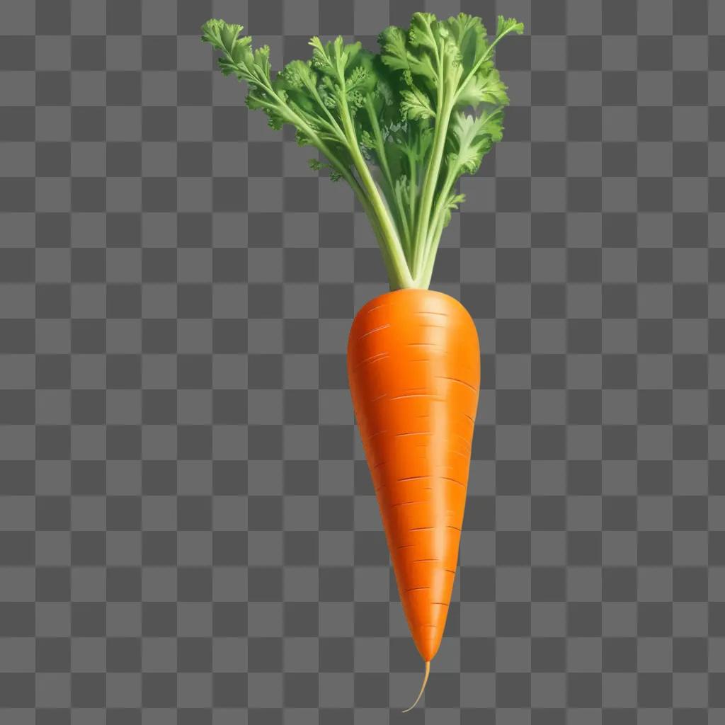 Carrot drawing with realistic details on a green background