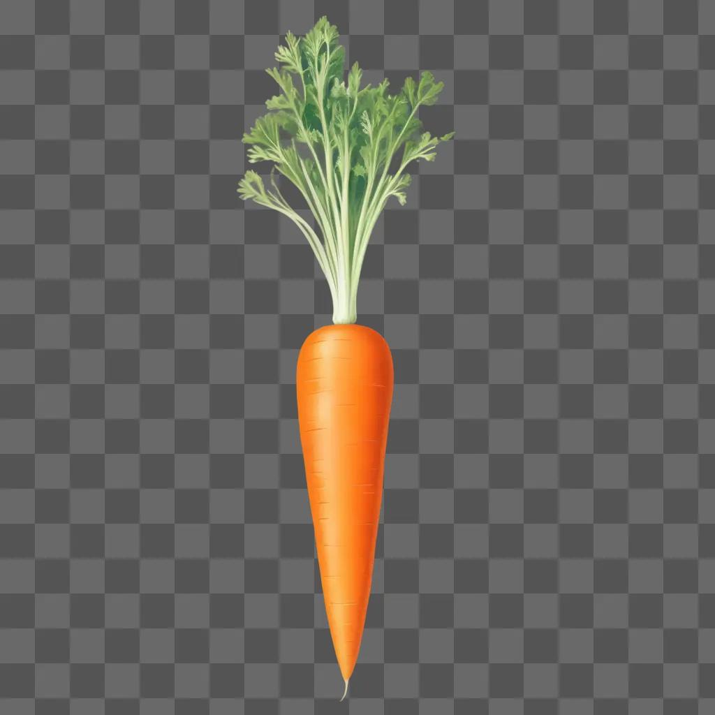 Carrot with green leaves on a beige background