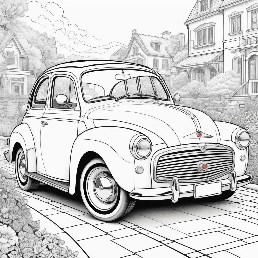 Cars Coloring Page: A Classic Black and White Drawing of a Car