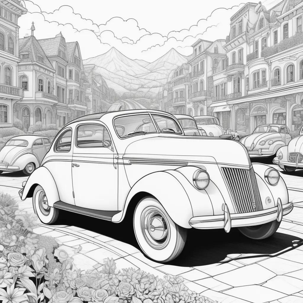 Cars movie coloring pages featuring vintage cars