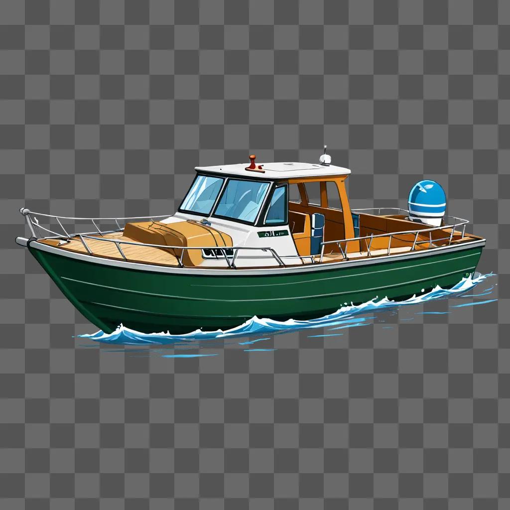 Cartoon boat in blue and white colors