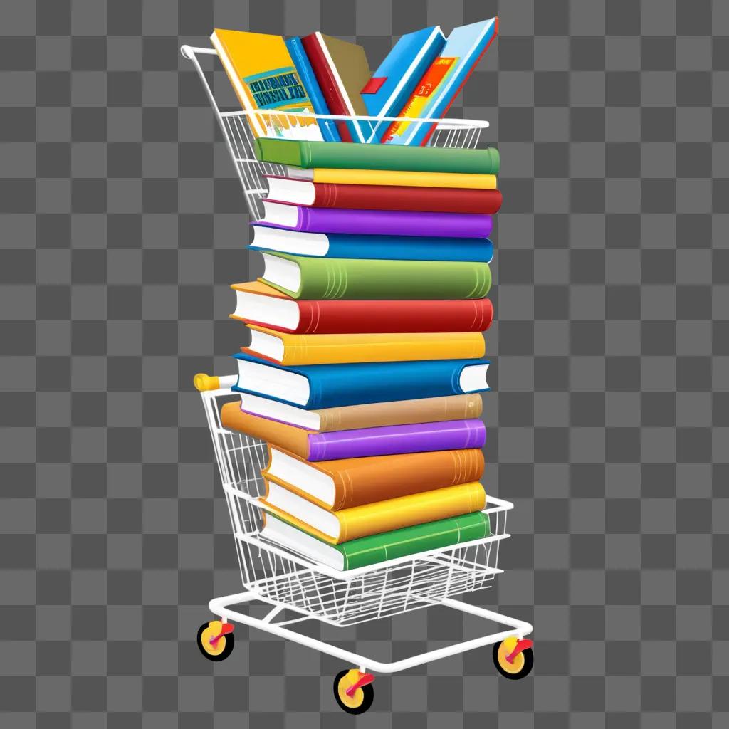 Cartoon books in a shopping cart