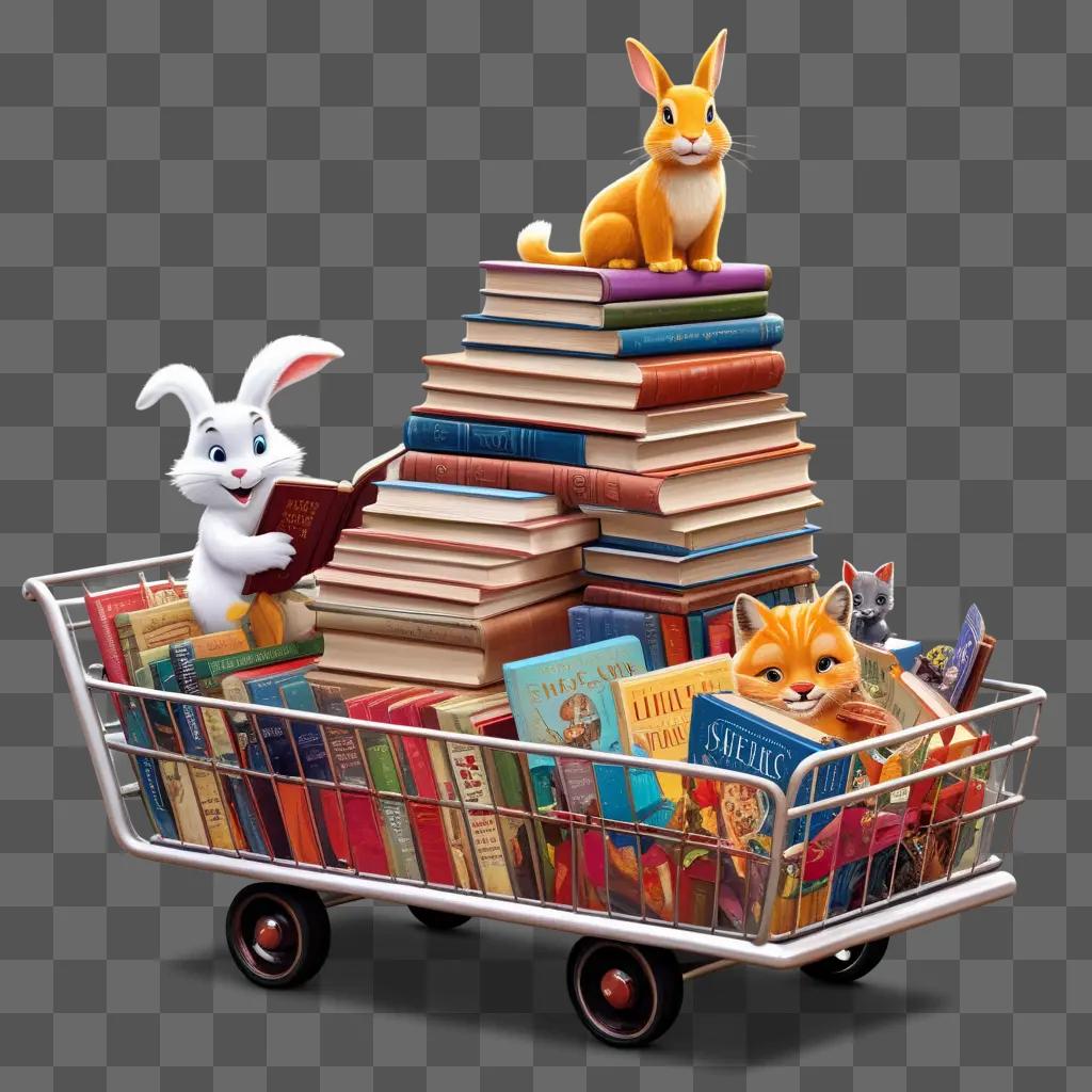 Cartoon books stacked on top of each other