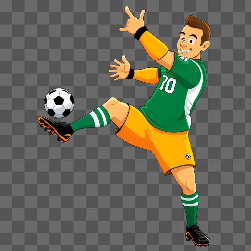 Cartoon cartoon of a football player kicking a ball