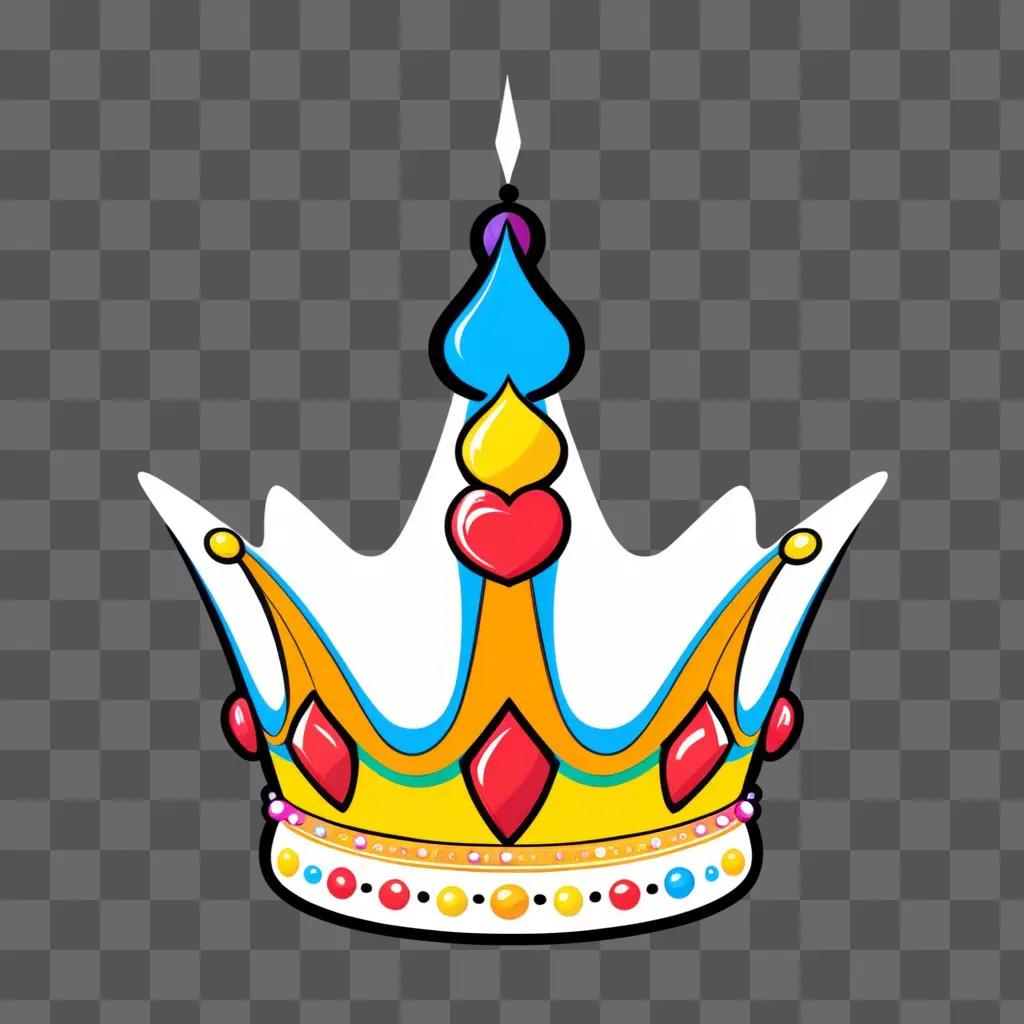 Cartoon crown drawing with a lit candle on it