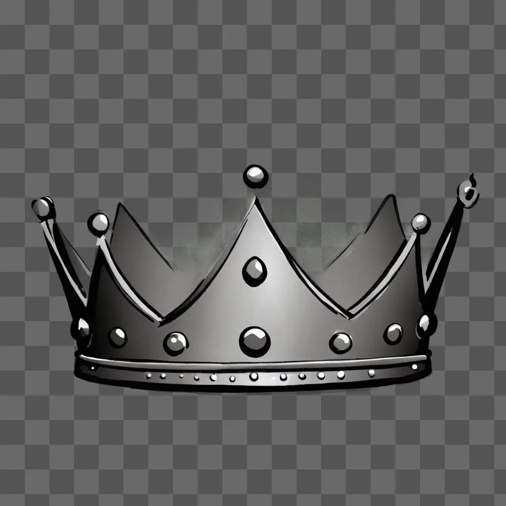 Cartoon crown drawing with black and silver colors