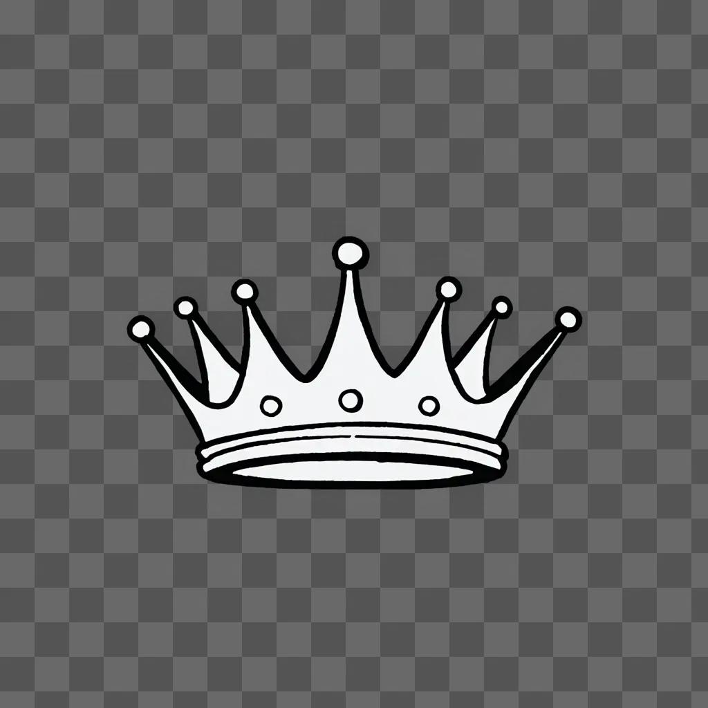 Cartoon crown drawing with black and white colors