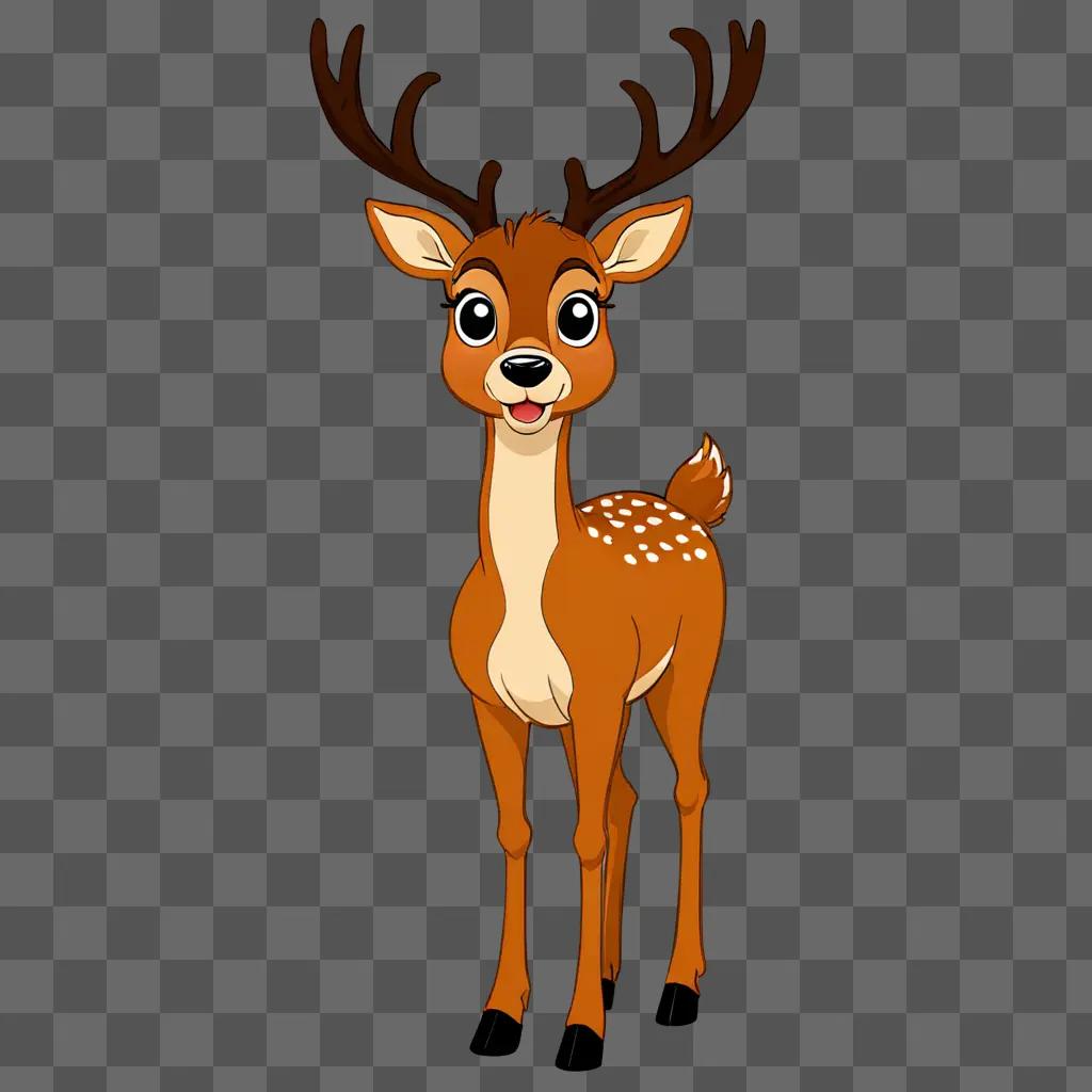 Cartoon deer drawing in a brown background