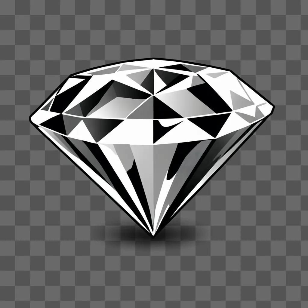 Cartoon diamond drawing in black and white