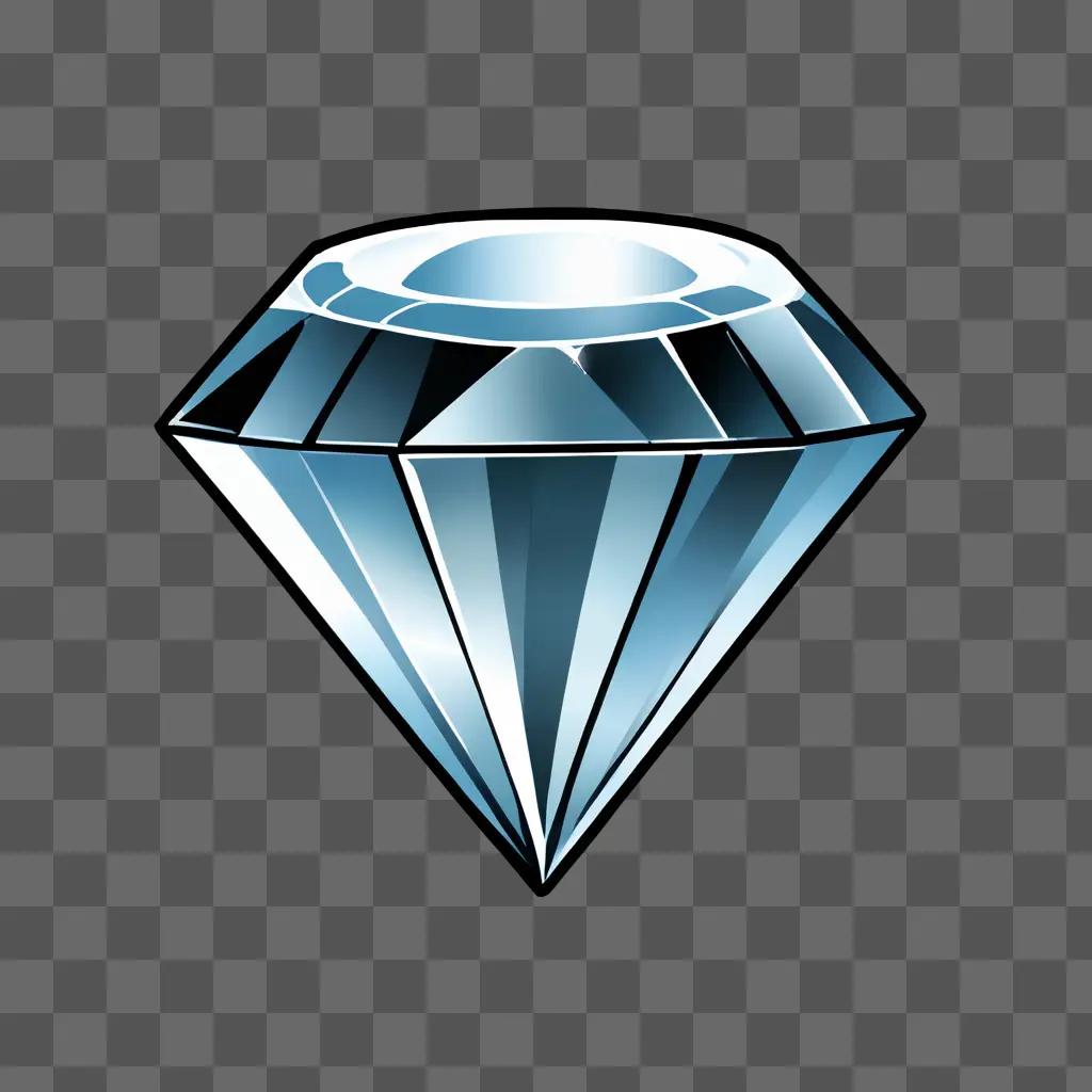 Cartoon diamond drawing with sharp lines and color gradient