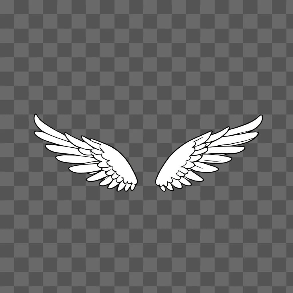 Cartoon drawing of two angel wings on a gray background