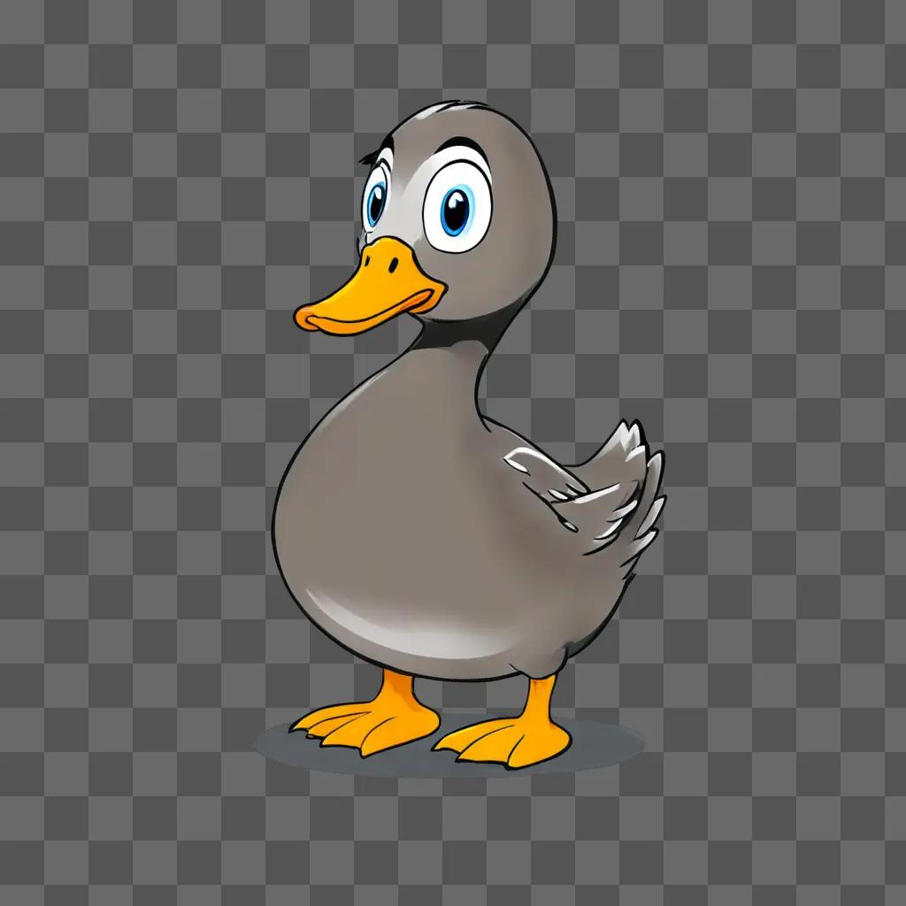 Cartoon duck drawing with a yellow beak and orange eyes