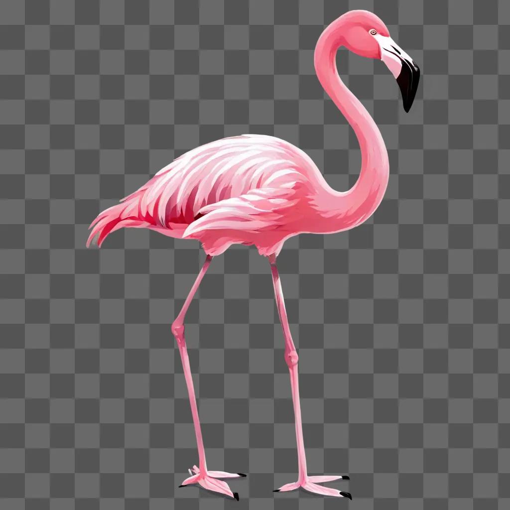 Cartoon flamingos drawing on pink background