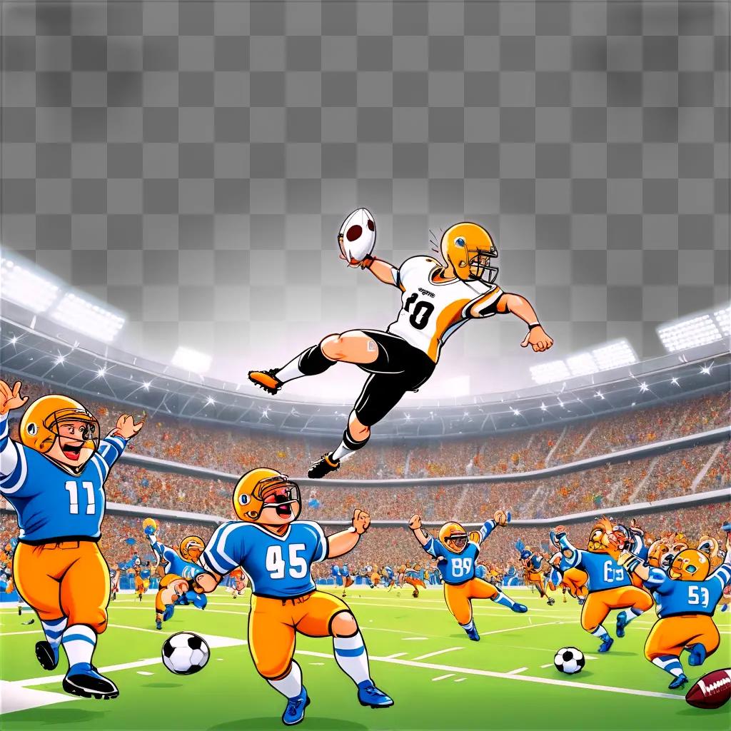 Cartoon football game with cartoon players