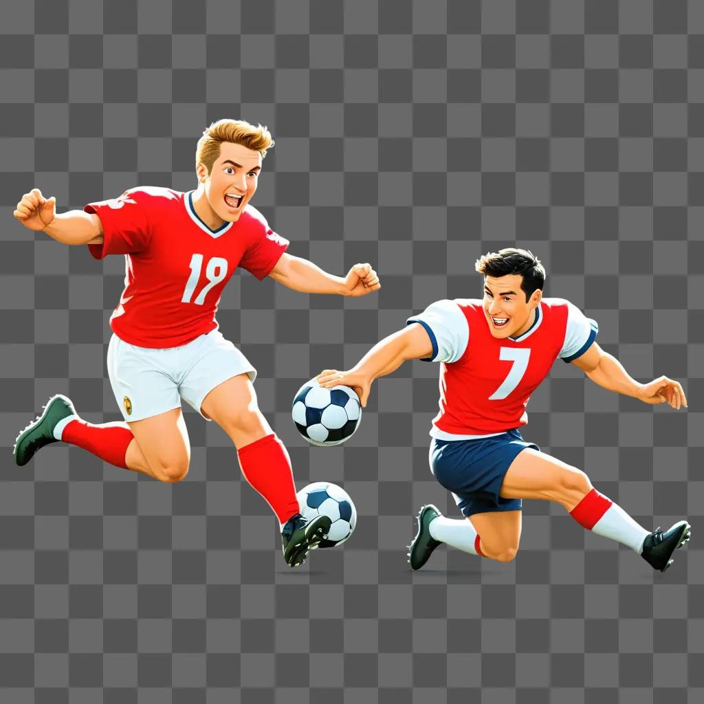 Cartoon football player in red and blue