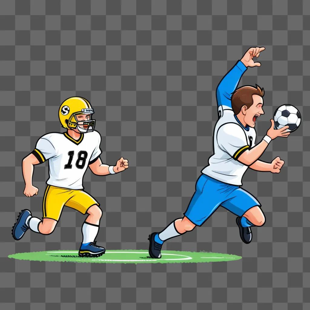 Cartoon football players in action