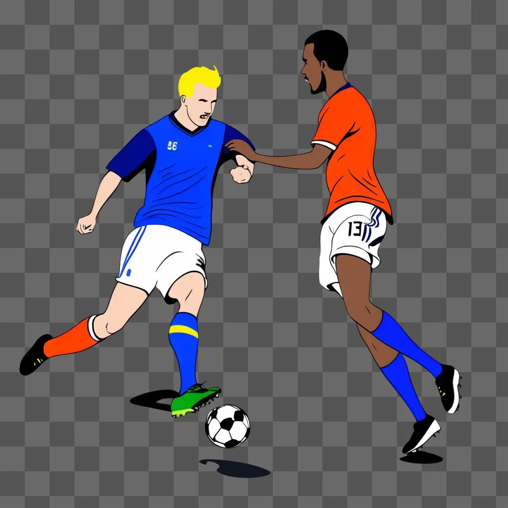 Cartoon football players in action on a dark background