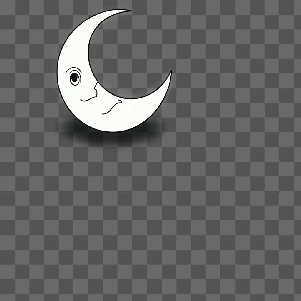 Cartoon moon drawing on gray background