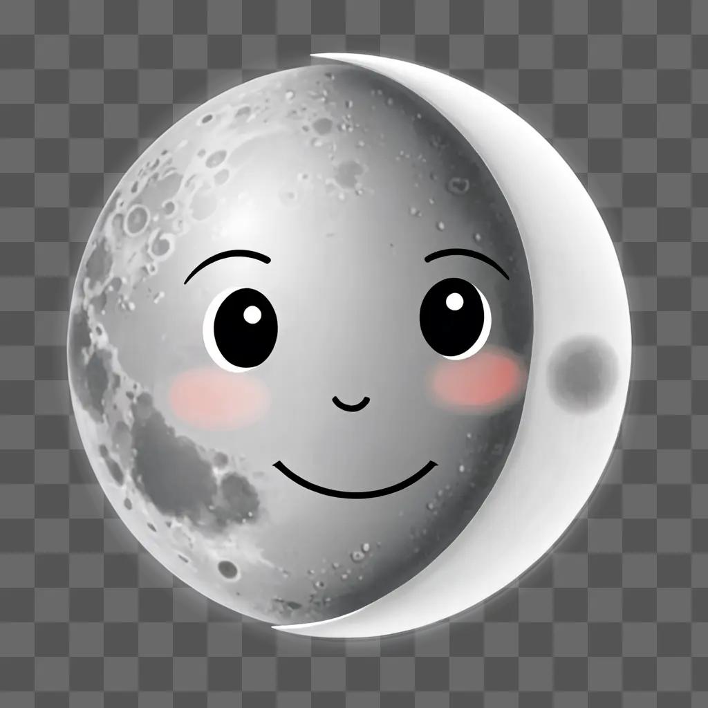 Cartoon moon drawing with smiling face