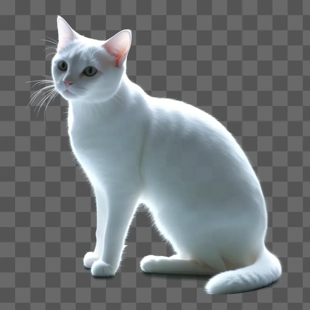 Cat is sitting on a light background
