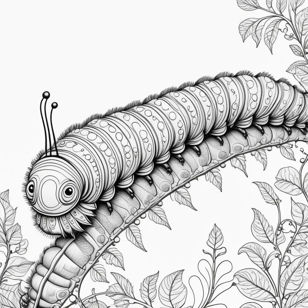 Caterpillar Coloring Page: An Elegant Caterpillar Coloring Page