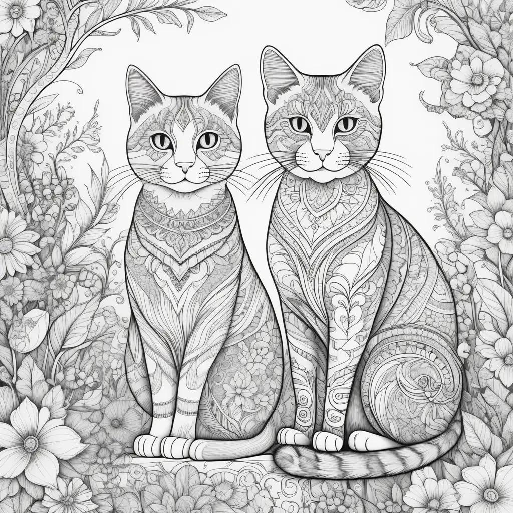 Cats Coloring Pages: A Beautifully Detailed Zentangle Artwork