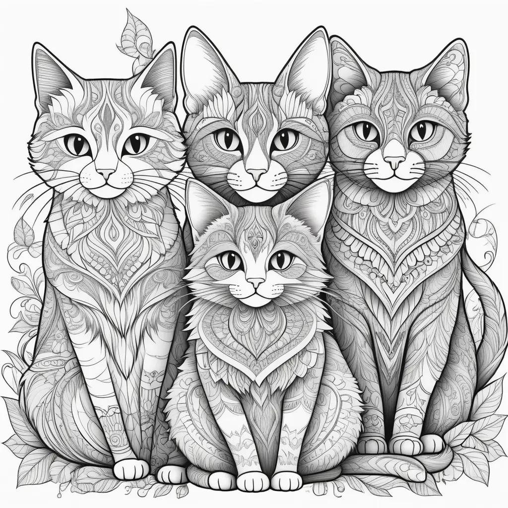 Cats Coloring Pages: A Family of Felines