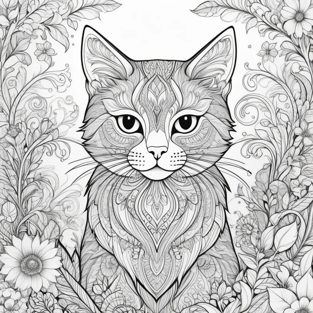 Cats coloring pages with intricate patterns and designs