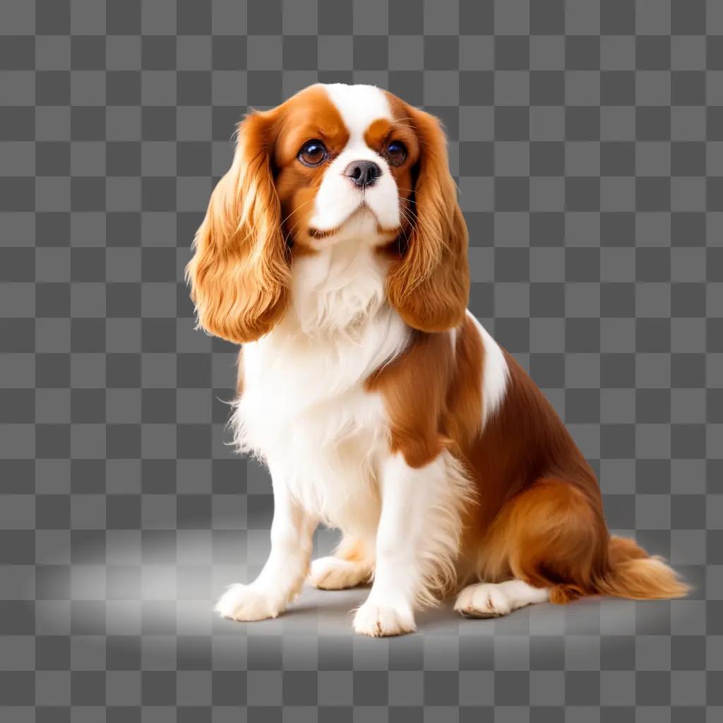 Cavalier King Charles sits on a brown background