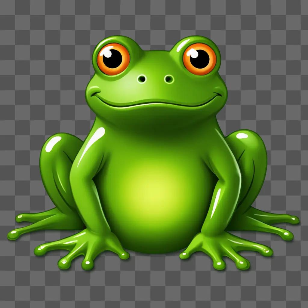 Ceramic frog in green background